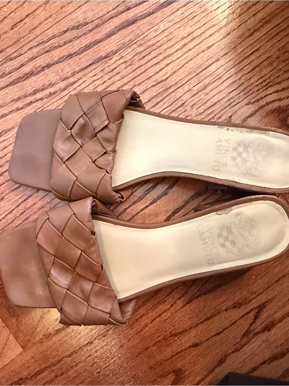 Vince Camuto Woven Slide Sandals in Brown